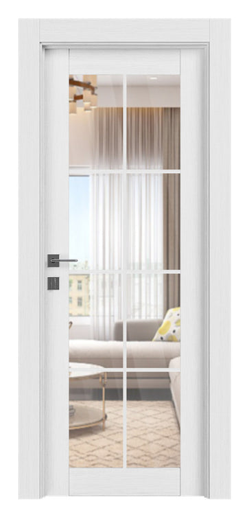 Belldinni Palladio 8 Lite Clear Vetro Bianco Noble Wood Veneer Modern Interior Door