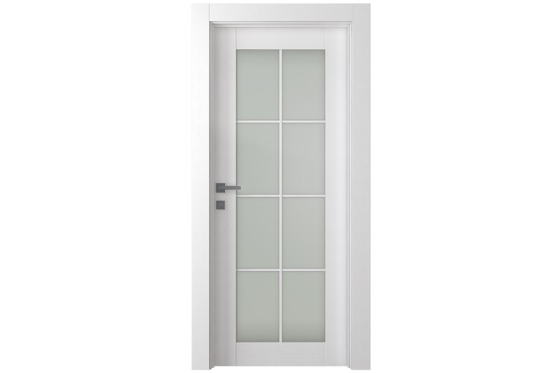 Belldinni Palladio 8 Lite Vetro Bianco Noble Wood Veneer Modern Interior Door - Single Door