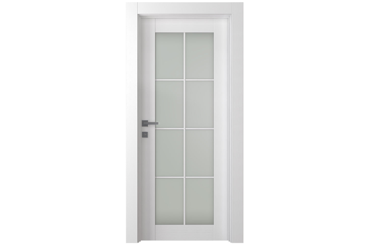 Belldinni Palladio 8 Lite Vetro Bianco Noble Wood Veneer Modern Interior Door - Single Door