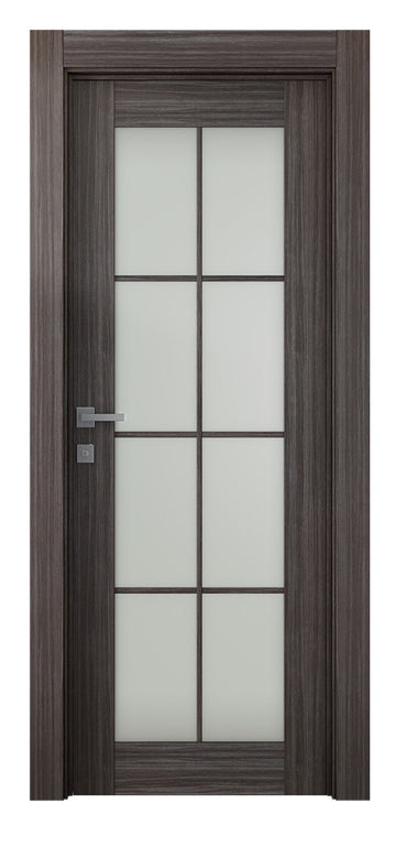 Belldinni Palladio 8 Lite Vetro Gray Oak Wood Veneer Modern Interior Door