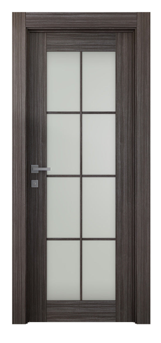 Belldinni Palladio 8 Lite Vetro Gray Oak Wood Veneer Modern Interior Door