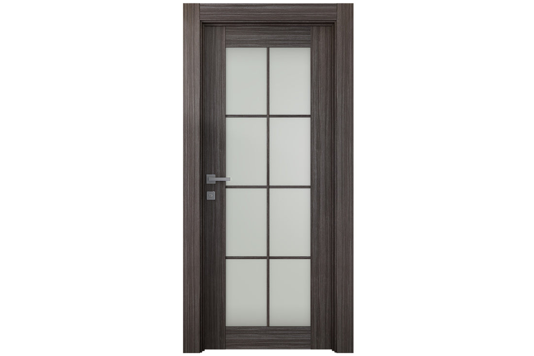 Belldinni Palladio 8 Lite Vetro Gray Oak Wood Veneer Modern Interior Door - Single Door