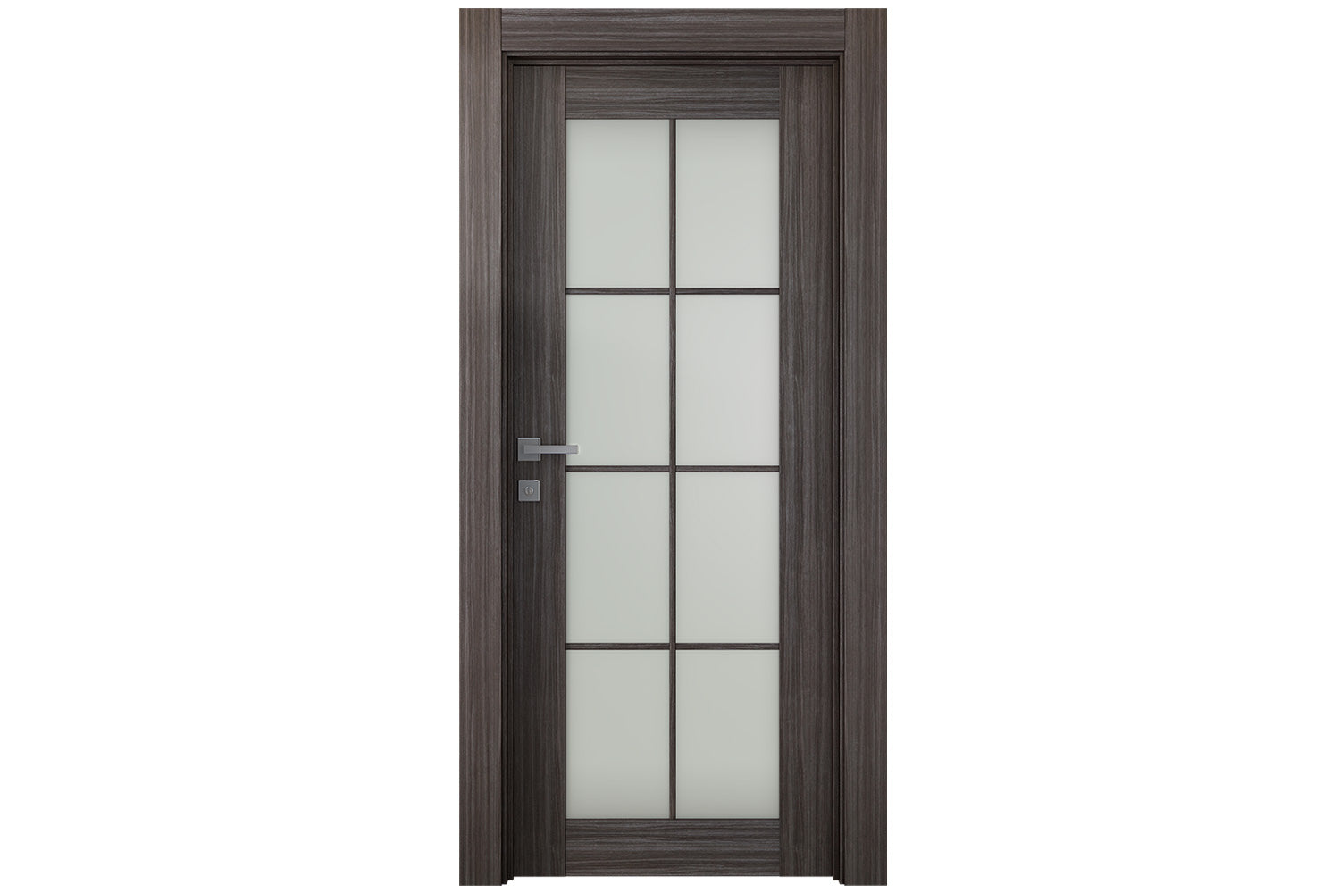 Belldinni Palladio 8 Lite Vetro Gray Oak Wood Veneer Modern Interior Door - Single Door