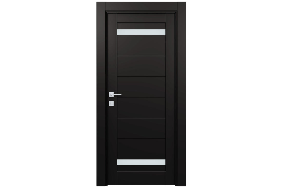 Belldinni Perla Vetro Black Matte Laminated Modern Interior Door - Single Door