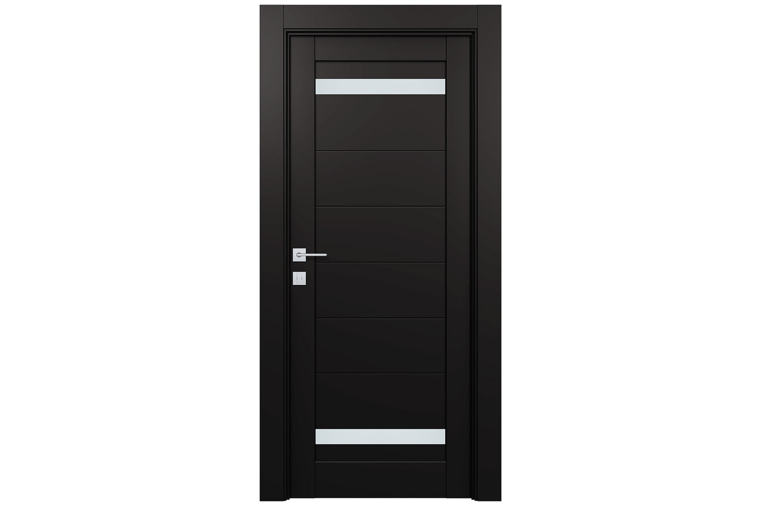 Belldinni Perla Vetro Black Matte Laminated Modern Interior Door - Single Door