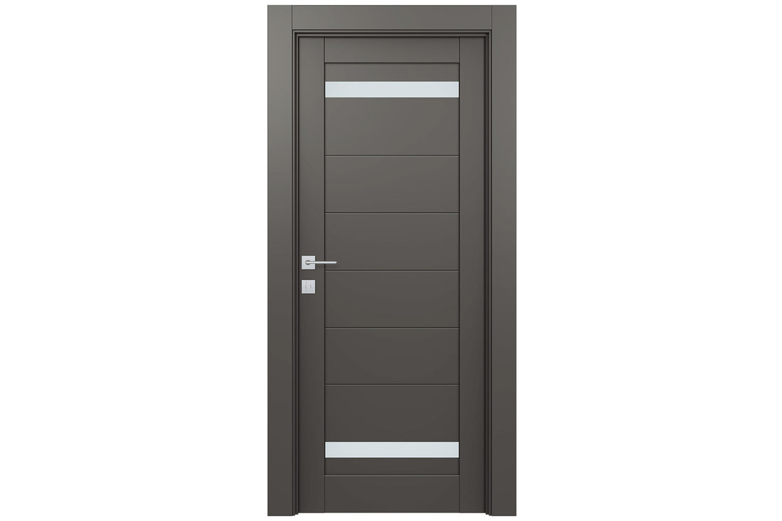 Belldinni Perla Vetro Gray Matte Laminated Modern Interior Door - Single Door