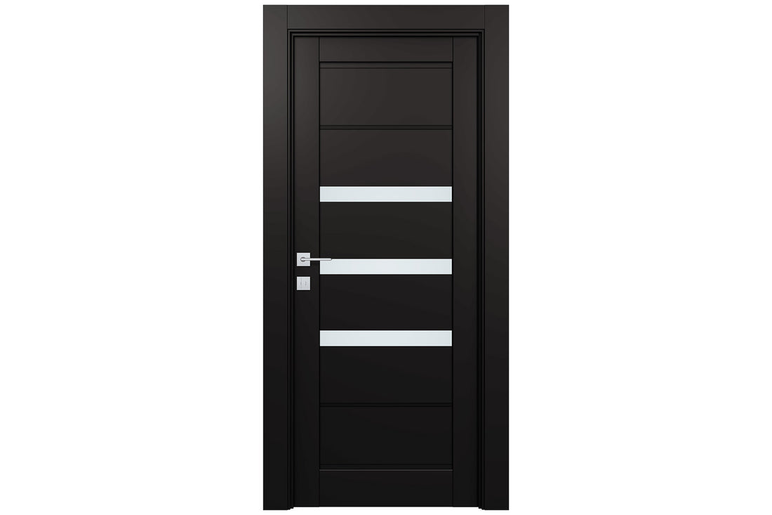 Belldinni Rita Vetro Black Matte Laminated Modern Interior Door - Single Door