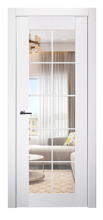 Belldinni SmartPro 10 Lite Clear Vetro Polar White Enamel Modern Interior Door