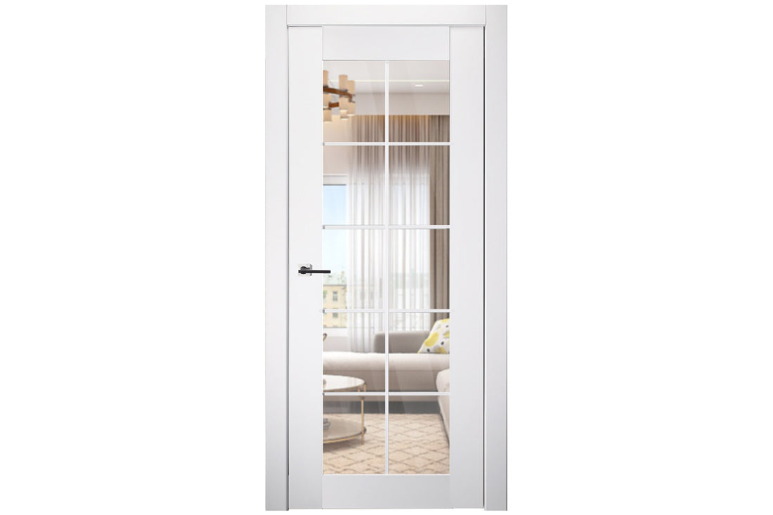 Belldinni SmartPro 10 Lite Clear Vetro Polar White Enamel Modern Interior Door - Single Door