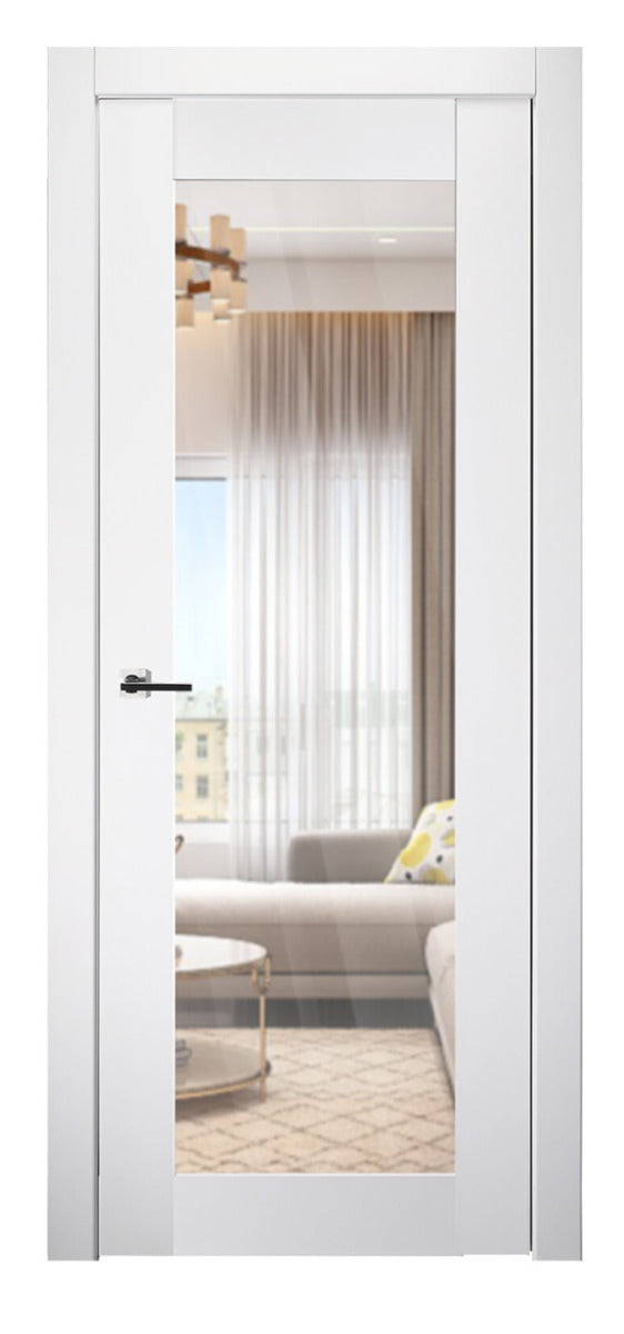 Belldinni SmartPro 207 Clear Vetro Polar White Enamel Modern Interior Door