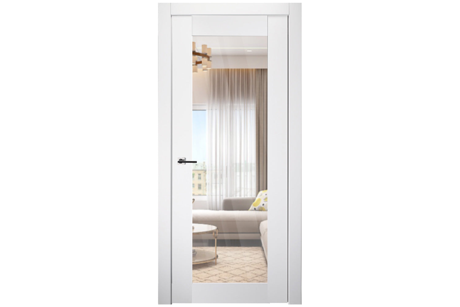 Belldinni SmartPro 207 Clear Vetro Polar White Enamel Modern Interior Door - Single Door