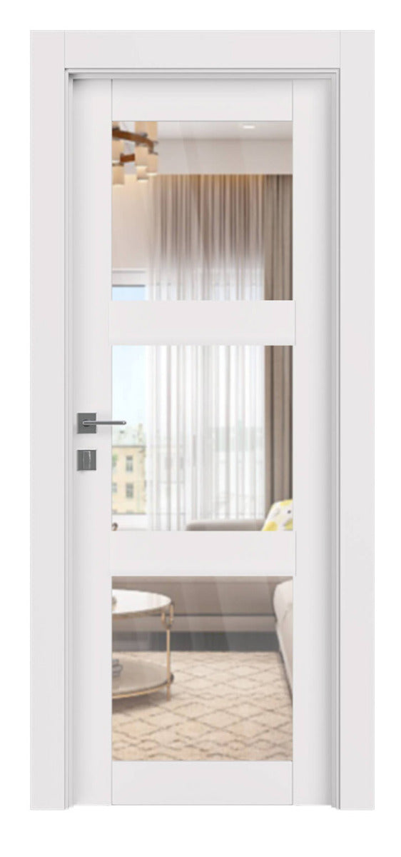 Belldinni SmartPro 3 Lite Clear Vetro Polar White Enamel Modern Interior Door