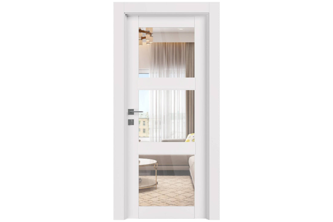 Belldinni SmartPro 3 Lite Clear Vetro Polar White Enamel Modern Interior Door - Single Door