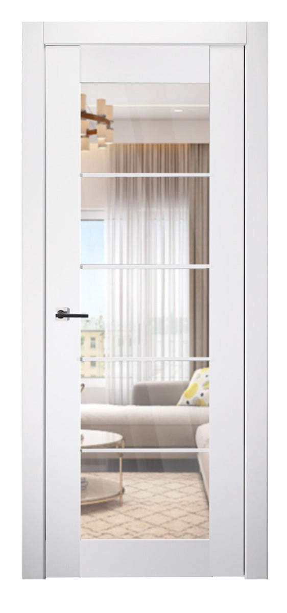 Belldinni SmartPro 5 Lite Clear Vetro Polar White Enamel Modern Interior Door