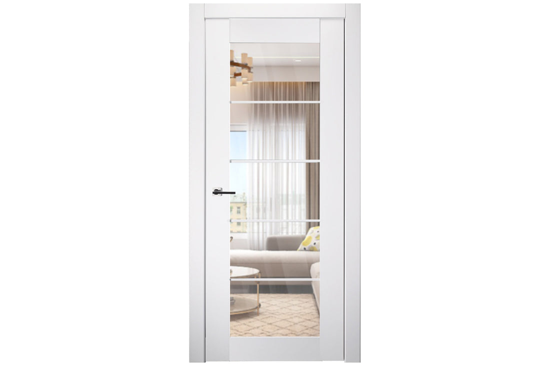 Belldinni SmartPro 5 Lite Clear Vetro Polar White Enamel Modern Interior Door - Single Door