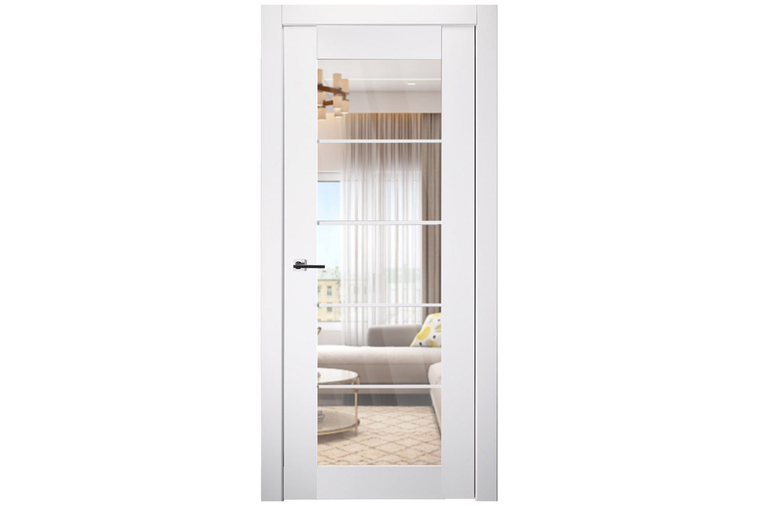 Belldinni SmartPro 5 Lite Clear Vetro Polar White Enamel Modern Interior Door - Single Door