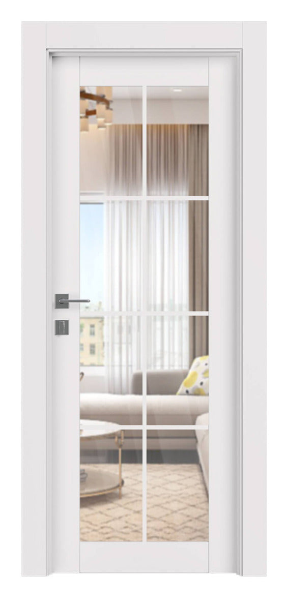 Belldinni SmartPro 8 Lite Clear Vetro Polar White Enamel Modern Interior Door
