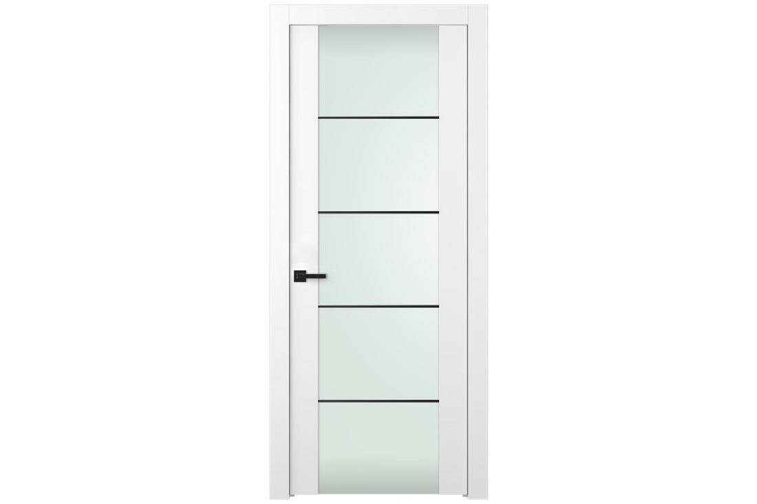 Belldinni SmartPro H3G 4H Black Vetro Polar White Enamel Modern Interior Door - Single Door