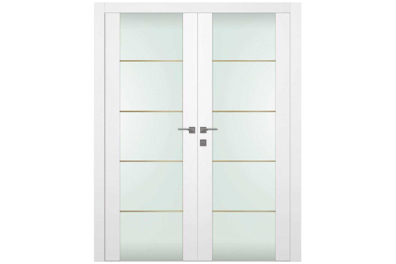 Belldinni SmartPro H3G 4H Gold Vetro Polar White Enamel Modern Interior Door - Double Door
