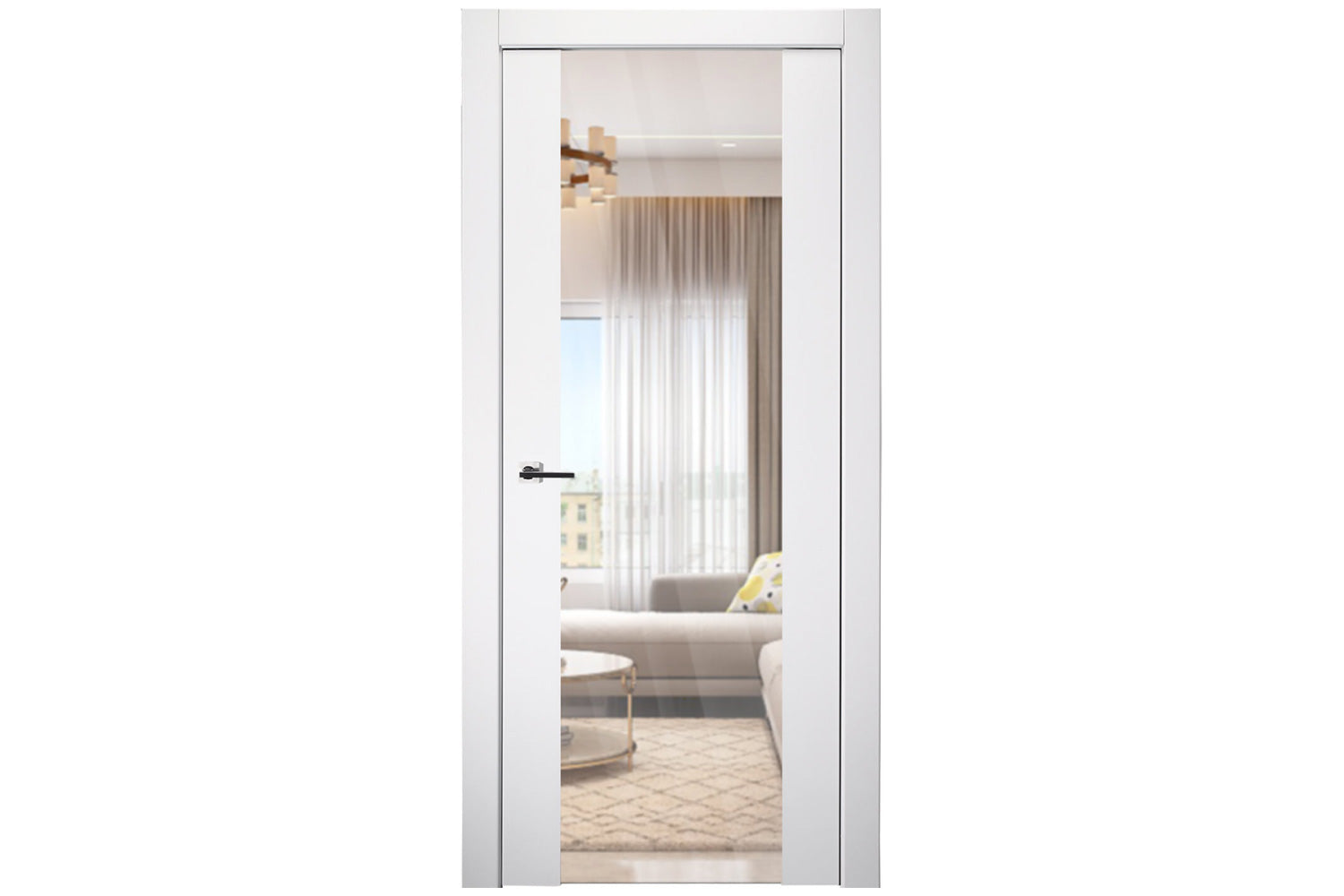 Belldinni SmartPro H3G Clear Vetro Polar White Modern Interior Door - Single Door