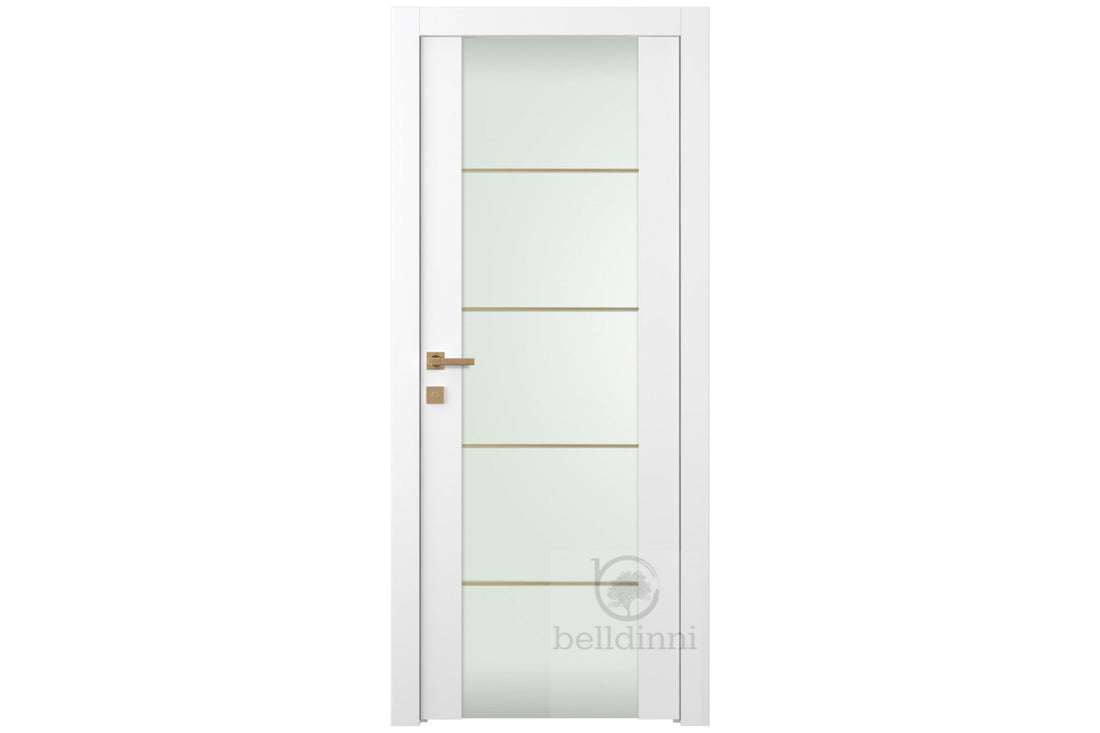 Belldinni SmartPro H3G 4H Gold Vetro Polar White Enamel Modern Interior Door - Single Door