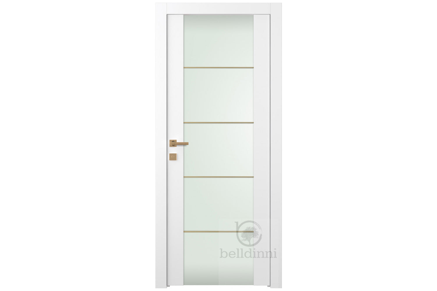 Belldinni SmartPro H3G 4H Gold Vetro Polar White Enamel Modern Interior Door - Single Door