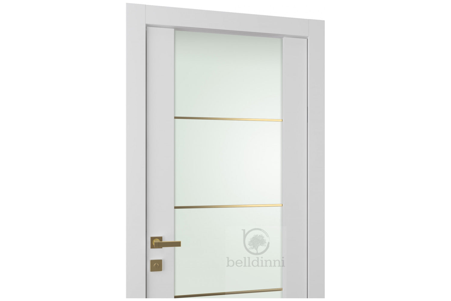 Belldinni SmartPro H3G 4H Gold Vetro Polar White Enamel Modern Interior Door