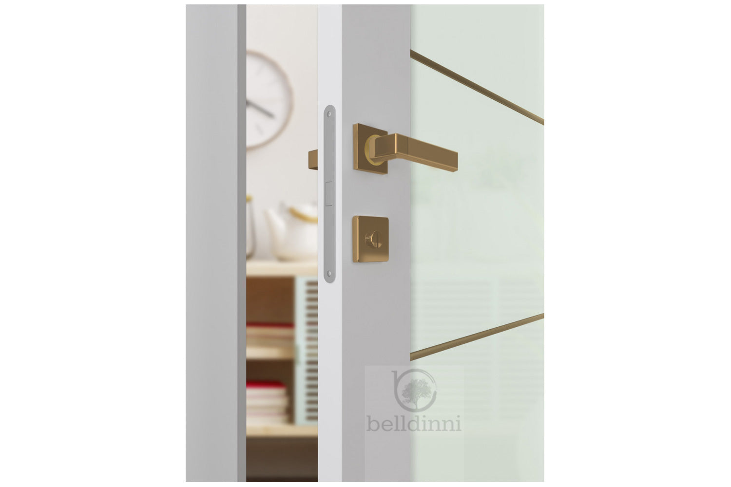 Belldinni SmartPro H3G 4H Gold Vetro Polar White Enamel Modern Interior Door
