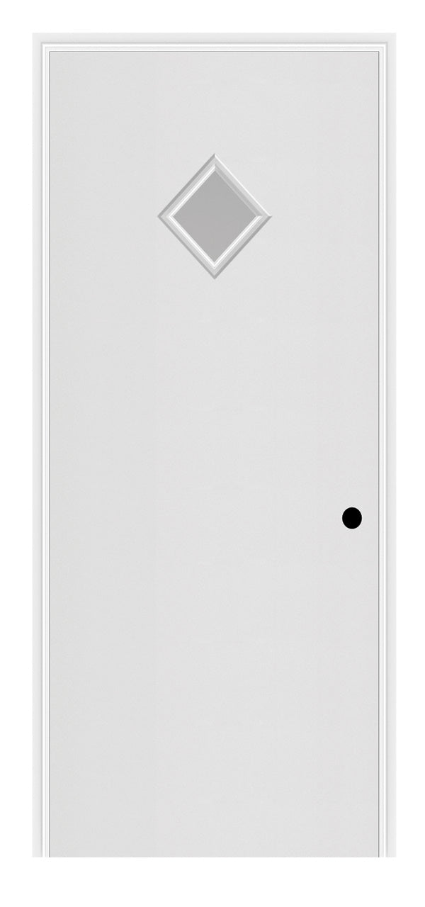 Masonite Belleville Smooth 1 Diamond Lite Center Door with Pearl Glass