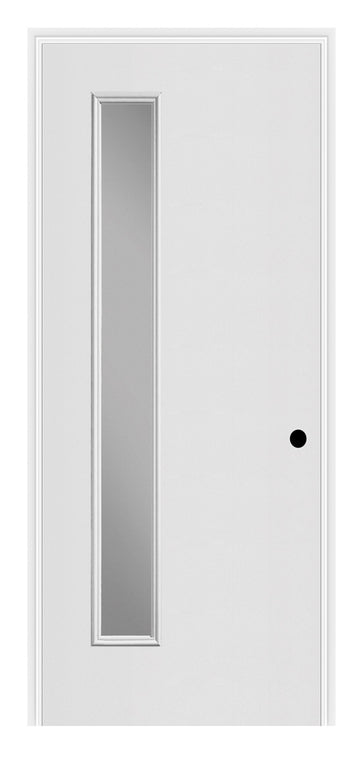 Masonite Belleville Smooth 1 Vertical Lite Left Side (7 in Glass) Door with Clear Glass Low-E Argon