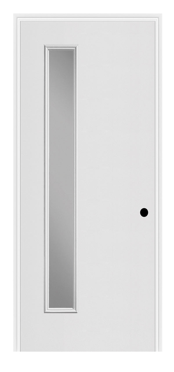 Masonite Belleville Smooth 1 Vertical Lite Left Side (7 in Glass) Door with Clear Glass Low-E Argon