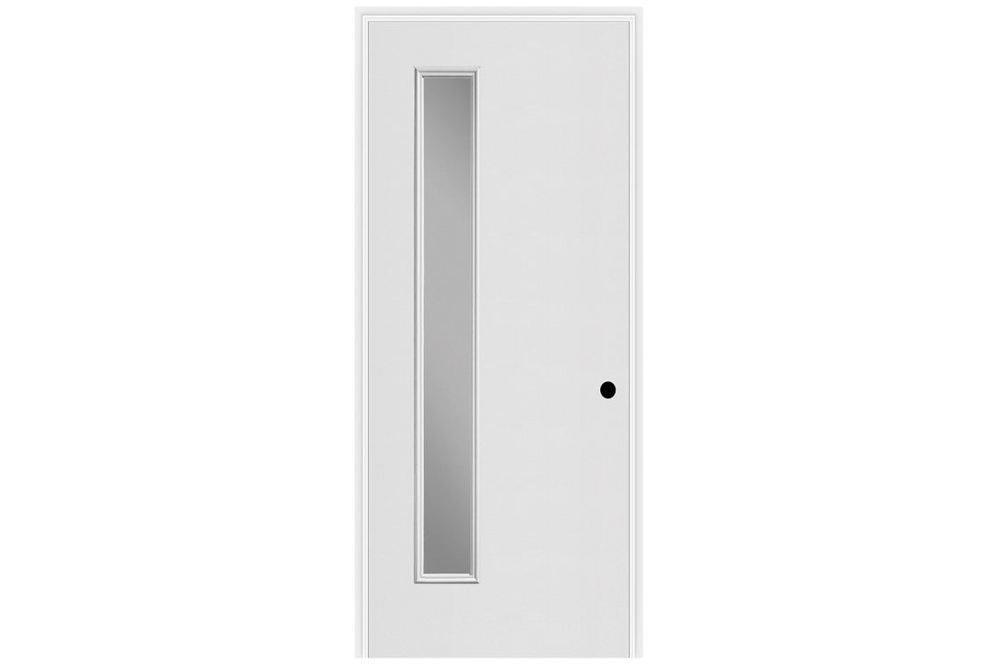 Masonite Belleville Smooth 1 Vertical Lite Left Side (7 in Glass) Door with Clear Glass Low-E Argon