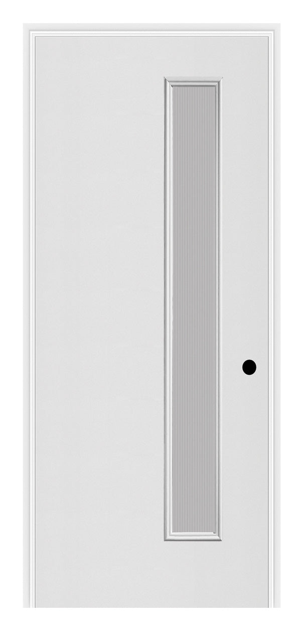 Masonite Belleville Smooth 1 Vertical Lite Right Side (7 in Glass) Door with Quill Glass
