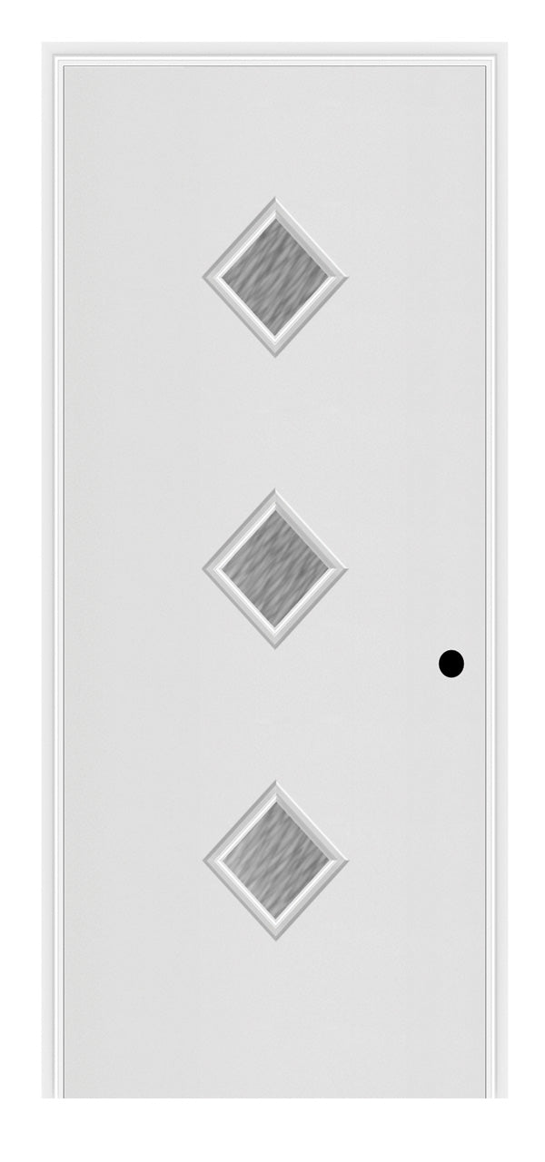 Masonite Belleville Smooth 3 Diamond Lite Center Door with Double Water Glass