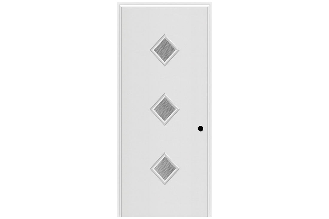 Masonite Belleville Smooth 3 Diamond Lite Center Door with Double Water Glass
