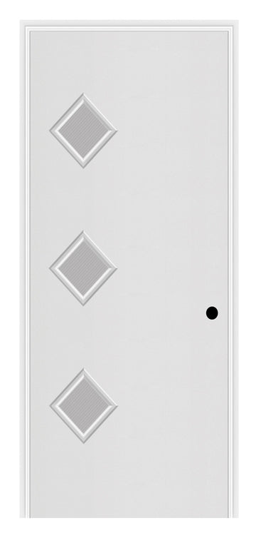 Masonite Belleville Smooth 3 Diamond Lite Left Side Door with Quill Glass