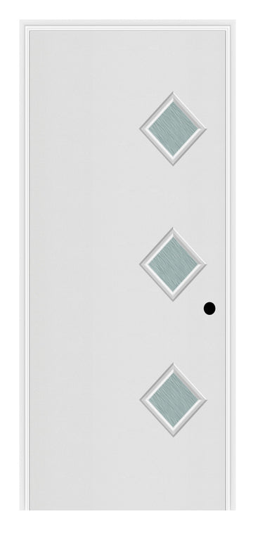 Masonite Belleville Smooth 3 Diamond Lite Right Side Door with Chord Glass