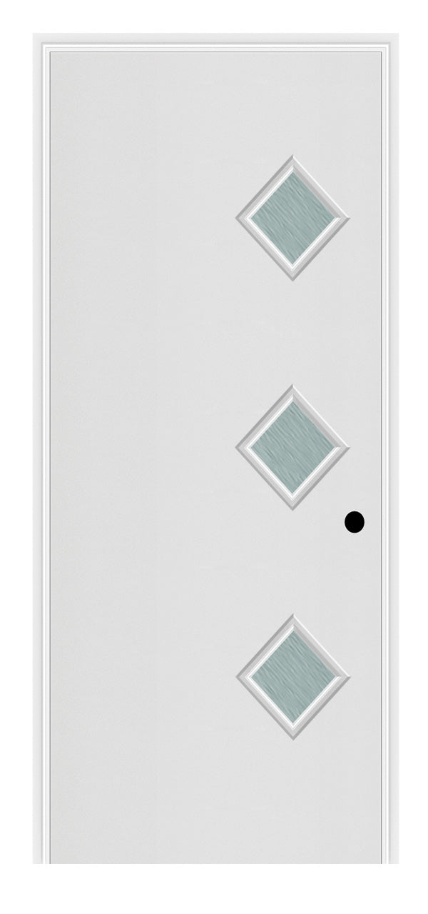 Masonite Belleville Smooth 3 Diamond Lite Right Side Door with Chord Glass