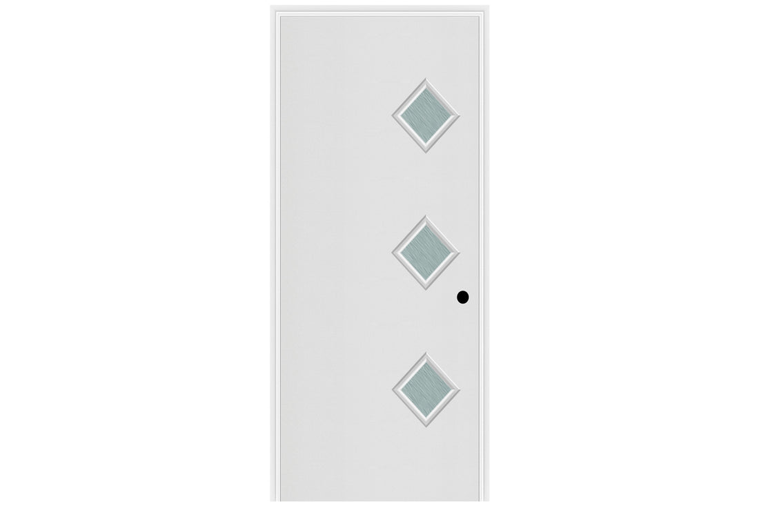 Masonite Belleville Smooth 3 Diamond Lite Right Side Door with Chord Glass