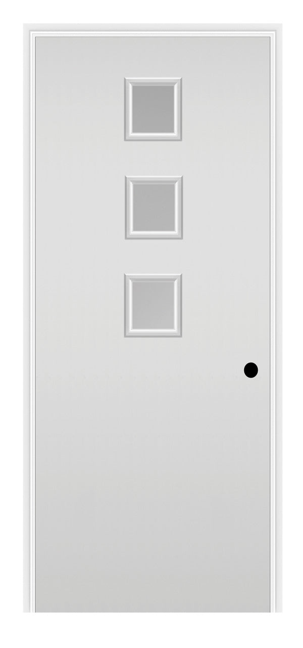 Masonite Belleville Smooth 3 Square Lite Center Door with Pearl Glass