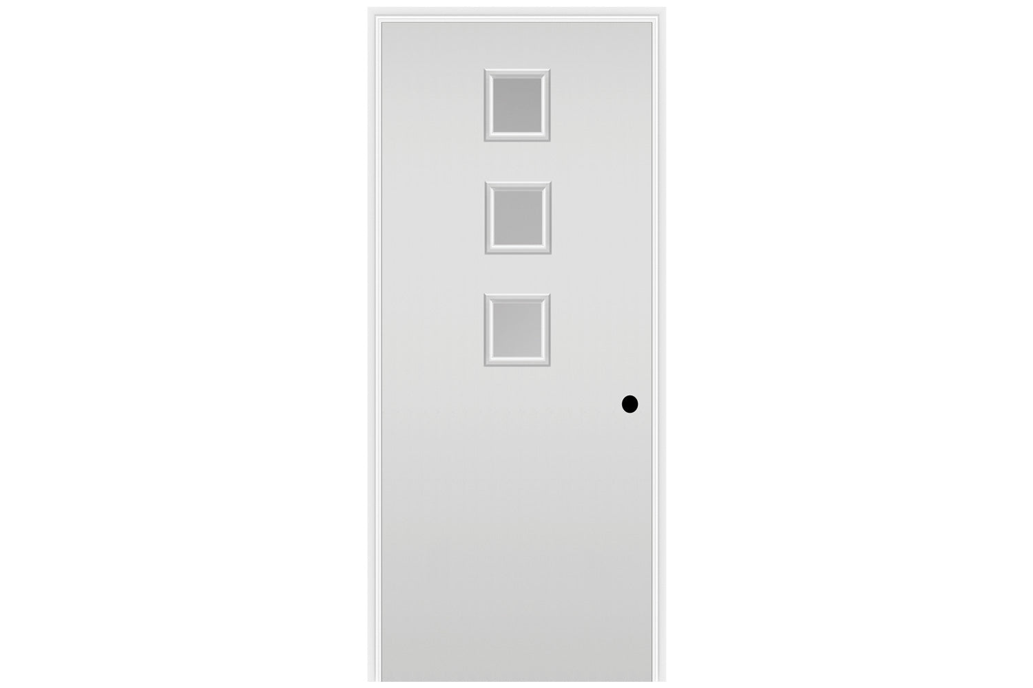 Masonite Belleville Smooth 3 Square Lite Center Door with Pearl Glass