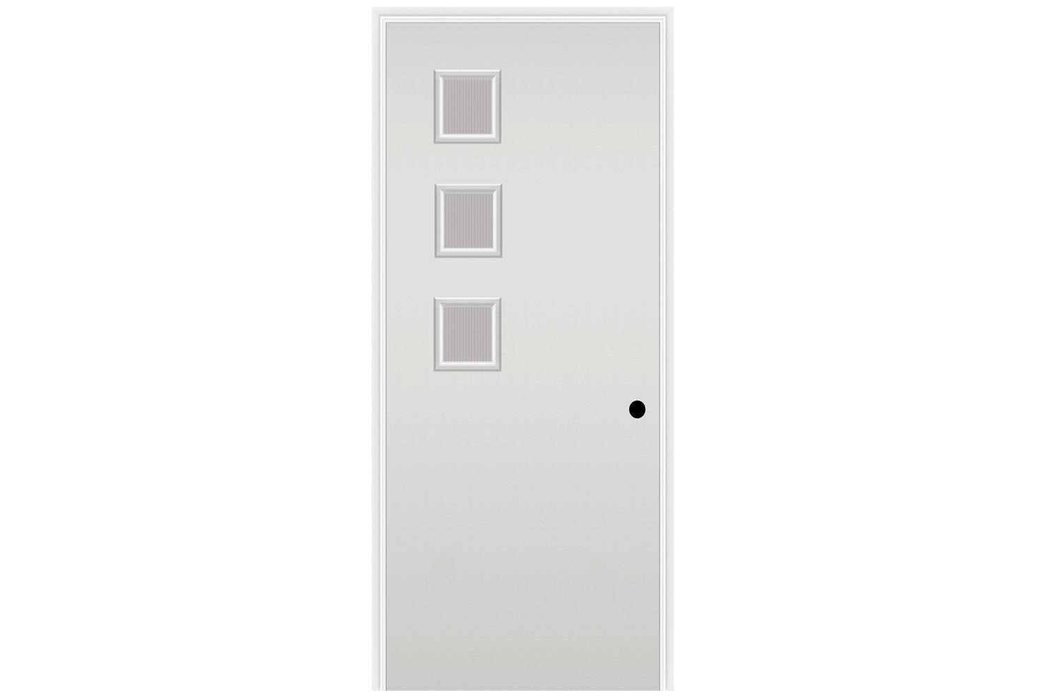 Masonite Belleville Smooth 3 Square Lite Left Side Door with Quill Glass