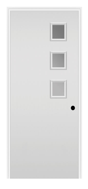 Masonite Belleville Smooth 3 Square Lite Right Side Door with Clear Glass