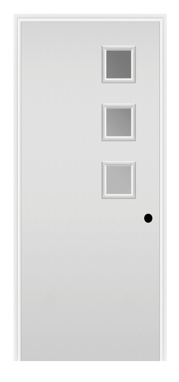 Masonite Belleville Smooth 3 Square Lite Right Side Door with Clear Glass
