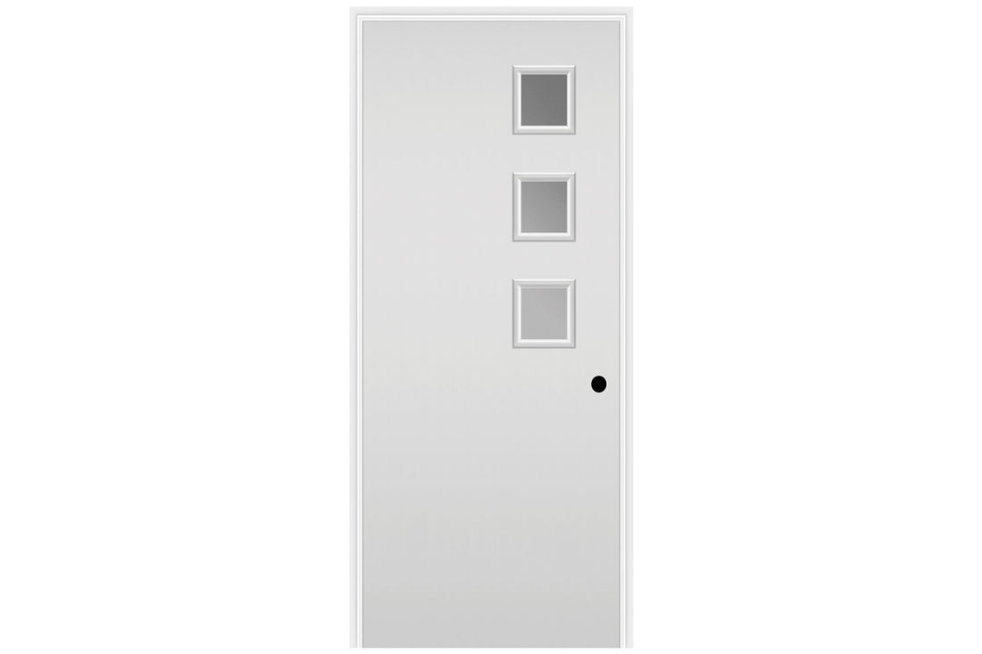 Masonite Belleville Smooth 3 Square Lite Right Side Door with Clear Glass