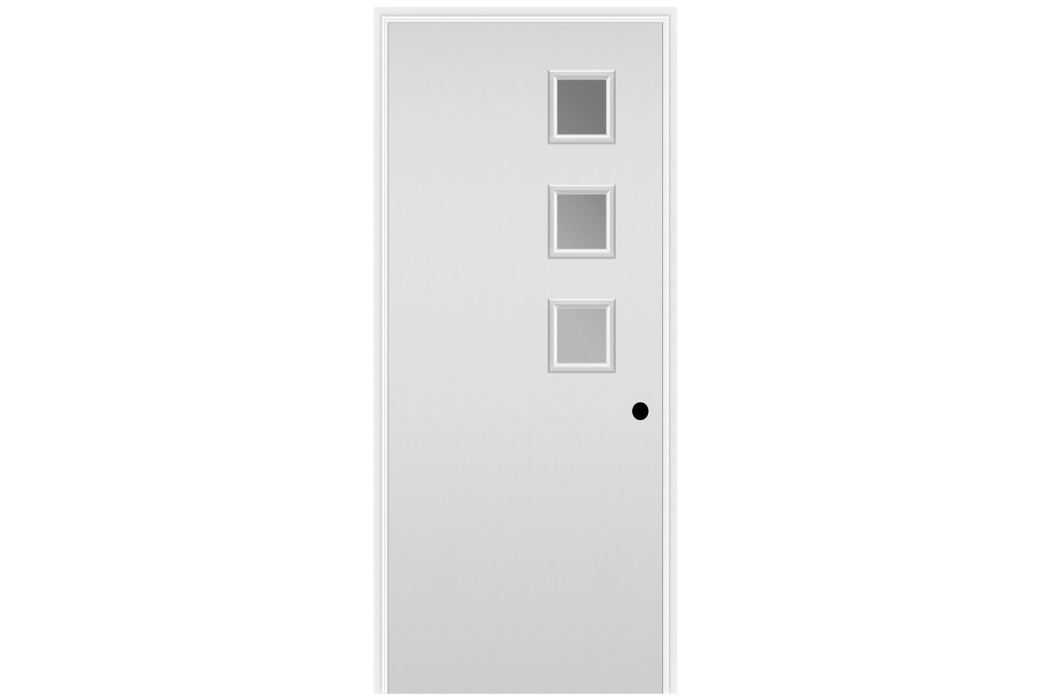 Masonite Belleville Smooth 3 Square Lite Right Side Door with Clear Glass