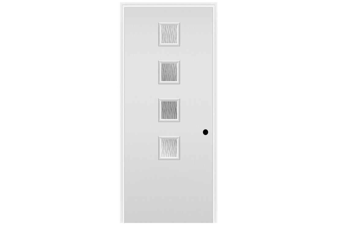 Masonite Belleville Smooth 4 Square Lite Center Door with Double Water Glass