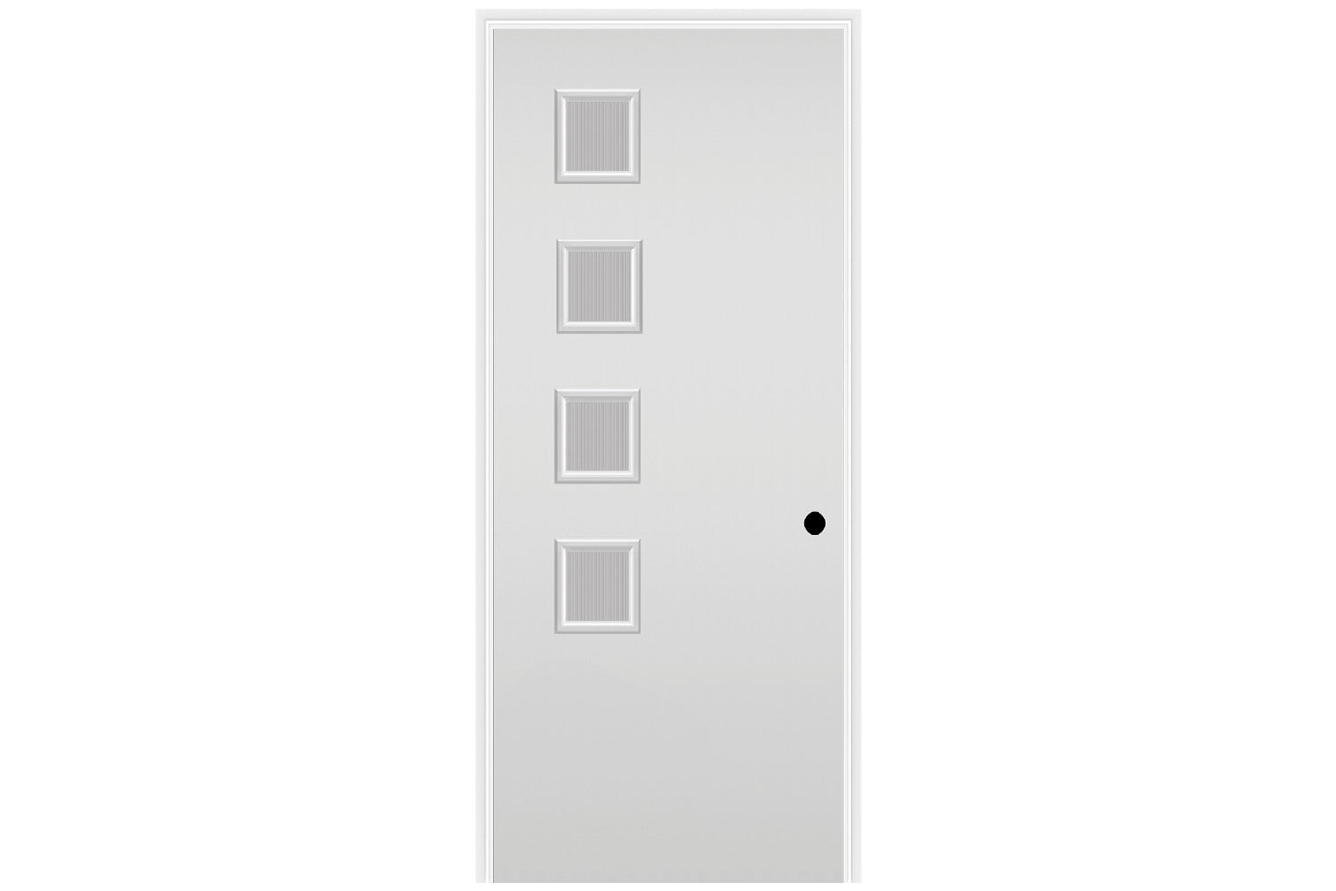Masonite Belleville Smooth 4 Square Lite Left Side Door with Quill Glass