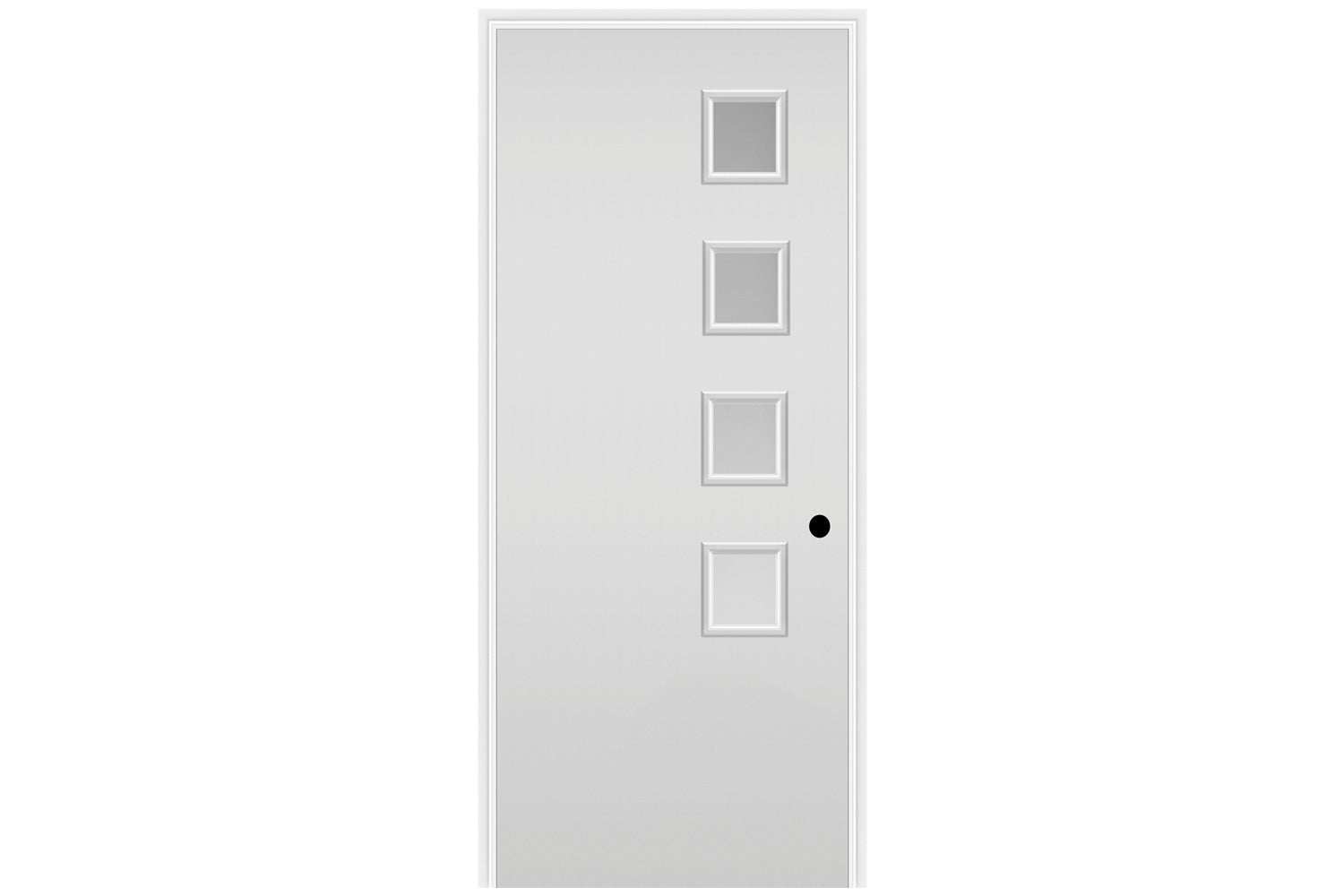 Masonite Belleville Smooth 4 Square Lite Right Side Door with Pearl Glass