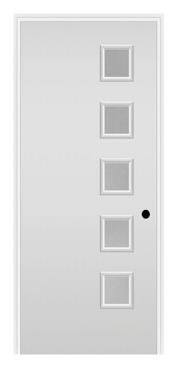 Masonite Belleville Smooth 5 Square Lite Right Side Door with Pear Glass